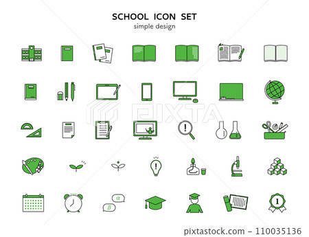 School education study icon illustration set academic growth stationery stationery notebook tablet 110035136
