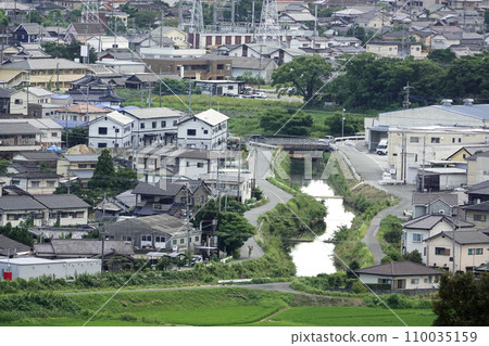 View of Omuta city and Shirogane River (Ginsui River) from Mt. Amagi, Omuta City 110035159