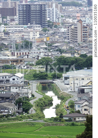 View of Omuta city and Shirogane River (Ginsui River) from Mt. Amagi, Omuta City View of Omuta city and Shirogane River (Ginsui River) from Mt. Amagi, Omuta City 110035160