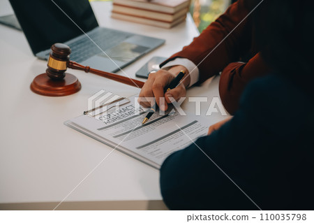 Lawyer, legal advisor, businessman brainstorming information on agreement details Business contracts in legal processing books for accuracy in contract documents. joint financial investment. Lawyer, legal advisor, businessman brainstorming information on agreement details Business contracts in legal processing books for accuracy in contract documents. joint financial investment. 110035798