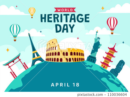 World Heritage Day Vector Illustration on 18 April for Commemorative Monuments and Sites from Various Countries in Flat Background 110036604