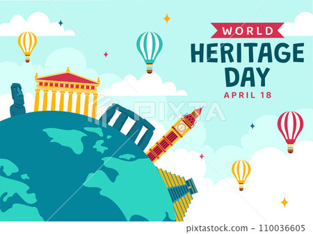 World Heritage Day Vector Illustration on 18 April for Commemorative Monuments and Sites from Various Countries in Flat Background 110036605