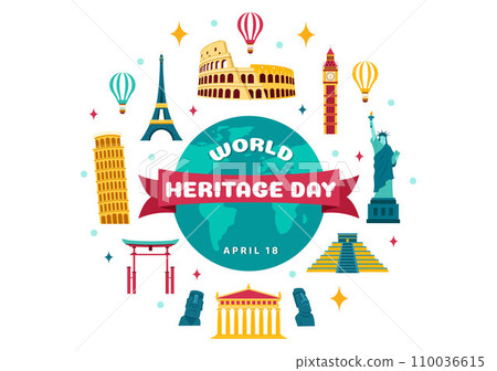 World Heritage Day Vector Illustration on 18 April for Commemorative Monuments and Sites from Various Countries in Flat Background World Heritage Day Vector Illustration on 18 April for Commemorative Monuments and Sites from Various Countries in Flat Background 110036615