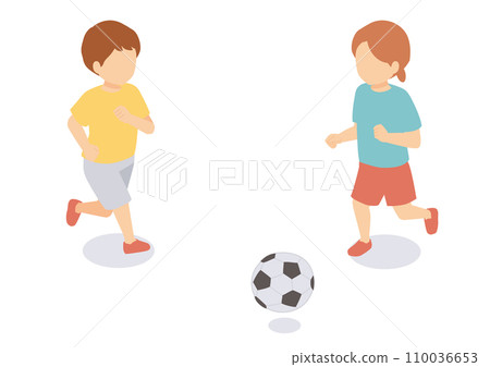 孩子們打球的等距插圖 110036653