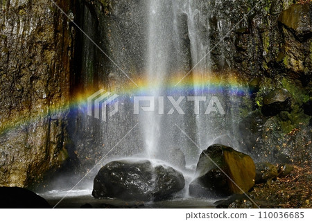 Fudo Falls of Takizawa with a rainbow over the south face of Mt. Akagi 110036685