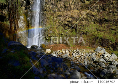 Fudo Falls of Takizawa with a rainbow over the south face of Mt. Akagi 110036702