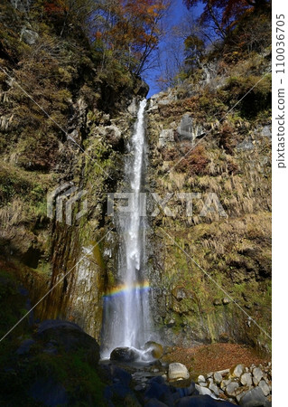 Fudo Falls of Takizawa with a rainbow over the south face of Mt. Akagi 110036705