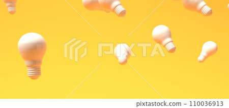 Scattered light bulbs on a colored background - 3D Scattered light bulbs on a colored background - 3D 110036913