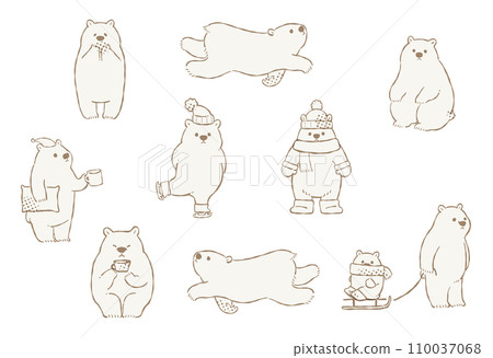 Illustration of a polar bear enjoying winter 110037068