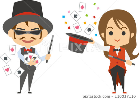 Image illustration set of male and female magicians Image illustration set of male and female magicians 110037110