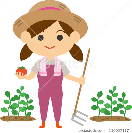 Image illustration of a female farmer holding vegetables Image illustration of a female farmer holding vegetables 110037117