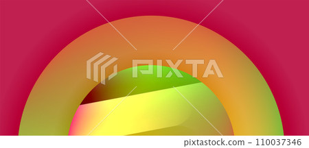 Glossy metal glowing circles geometric background. Minimal abstract composition. Vector illustration For Wallpaper, Banner, Background, Card, Book Illustration, landing page 110037346