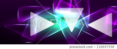 Vibrant Geometric Neon Shiny Line Background. A Bold and Stunning Display of Shapes, Lines, Colors, and Glow, Perfect for Futuristic Modern Designs, Hi-tech Presentations, Technology Web Pages 110037356