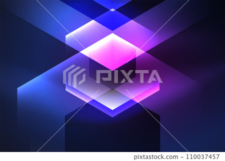 Arrow hexagon neon light glowing shapes background. Vector illustration For Wallpaper, Banner, Background, Card, Book Illustration, landing page Arrow hexagon neon light glowing shapes background. Vector illustration For Wallpaper, Banner, Background, Card, Book Illustration, landing page 110037457
