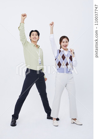 collaborative business fighting man and woman photo 110037747