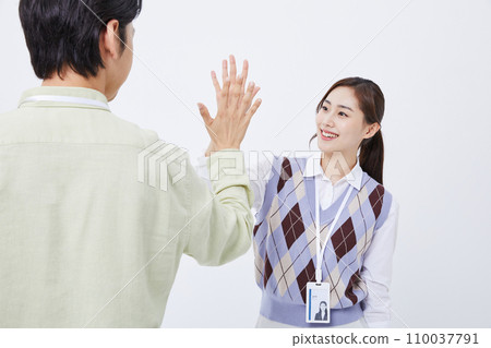 collaborative business high-five male and female photo collaborative business high-five male and female photo 110037791