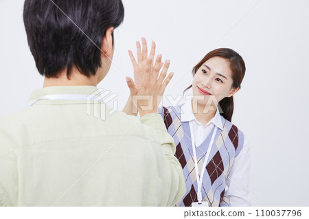 collaborative business high-five male and female photo collaborative business high-five male and female photo 110037796