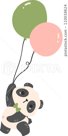 Cute Baby Shower Panda Nursery Illustration with bamboo cartoon 110038624