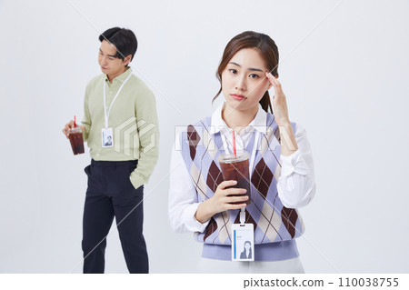 Work Stress_depressed man and woman with a lot of worries Work Stress_depressed man and woman with a lot of worries 110038755