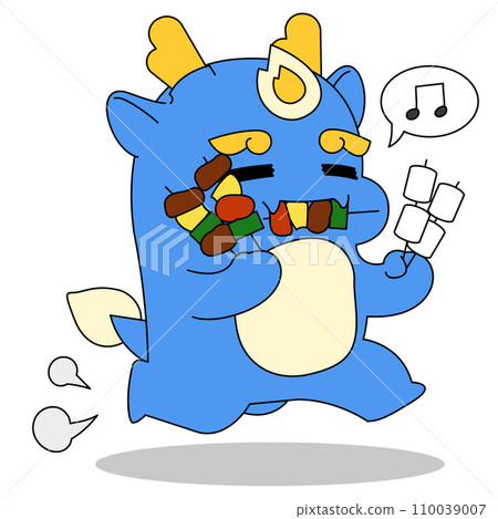 Blue Dragon character_excited while eating skewers Blue Dragon character_excited while eating skewers 110039007