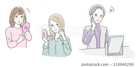 患有黑眼圈的女性插圖集 110040290