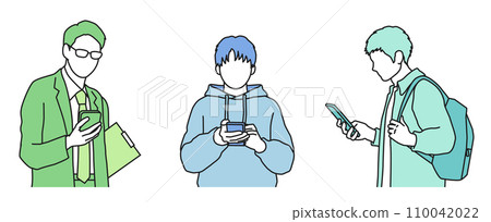 Man looking at smartphone Person illustration set No face 110042022
