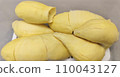 group of yellowish organic riped durian isolated on grey background, Southeast asia tropical smell fruit 110043127