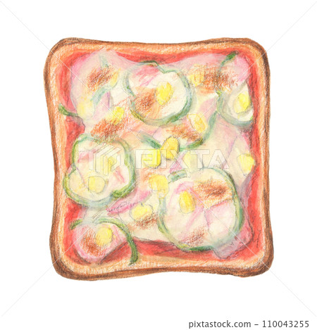 披薩吐司水彩鉛筆麵包插畫 披薩吐司水彩鉛筆麵包插畫 110043255