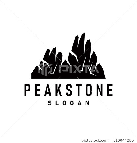 mountain rock peak logo simple design black silhouette natural stone brand template 110044290