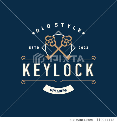 Home security design simple key logo old vintage minimalist template illustration Home security design simple key logo old vintage minimalist template illustration 110044448