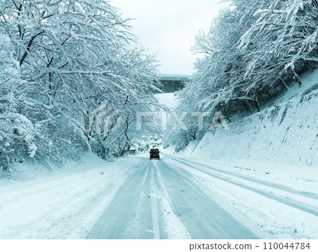 Run on the snow road 110044784