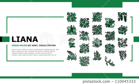 Vine Liana Exotic Growing Plant landing header vector Vine Liana Exotic Growing Plant landing header vector 110045333