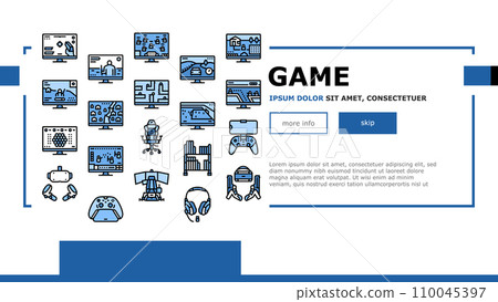 Video Game Electronic And Device landing header vector 110045397