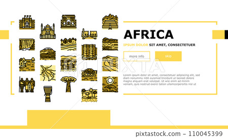 Africa Continent Nation Treasure landing header vector 110045399