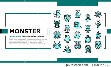 monster funny cute alien landing header vector 110045427