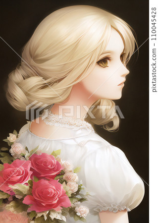 Rose series (Ⅳ) Beautiful rose and girl [3:2 aspect ratio] [AI generated image] 110045428