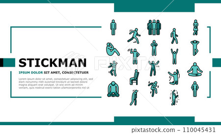 stickman man people silhouette landing header vector stickman man people silhouette landing header vector 110045431