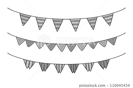 Flag garland set triangular pattern monochrome Flag garland set triangular pattern monochrome 110045434