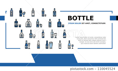 alcohol bottle glass drink bar landing header vector 110045524