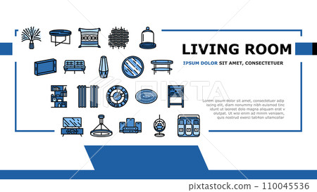 living room modern home furniture landing header vector 110045536