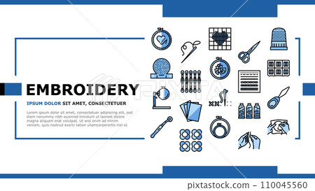 embroidery hobby fabric fashion landing header vector embroidery hobby fabric fashion landing header vector 110045560