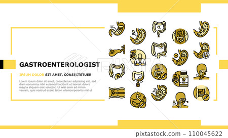 gastroenterologist doctor stomach landing header vector 110045622