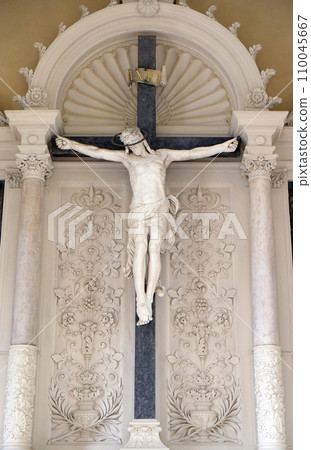 Catholic graves tombstones, Mirogoj cemetery in Zagreb, Croatia 110045667