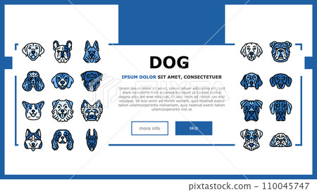 dog puppy pet animal cute landing header vector 110045747
