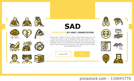 sad mood emotion face landing header vector 110045778