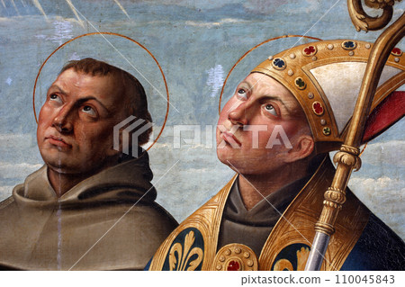 Girolamo da Santa Croce: St. Anthony of Padua and St. Louis of Toulouse, Altarpiece Franciscan church in Kosljun, Croatia 110045843