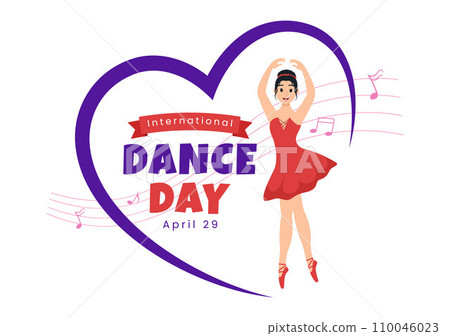 International Dance Day Vector Illustration on 29 April with Professional Dancing Performing Couple or Single at Stage in Flat Cartoon Background 110046023