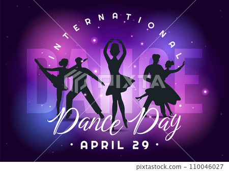 International Dance Day Vector Illustration on 29 April with Professional Dancing Performing Couple or Single at Stage in Flat Cartoon Background 110046027