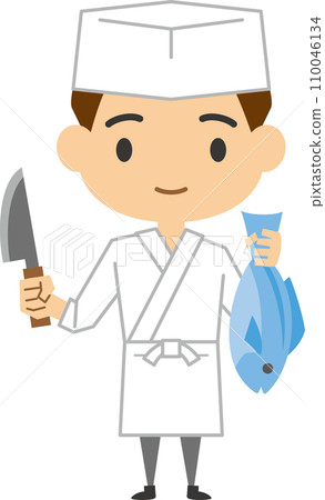 Image illustration of a man holding a fish Image illustration of a man holding a fish 110046134