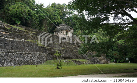 Temple of the Skulls seen from the side of the Temple of Inscriptions [Palenque, Mexico] 110046459